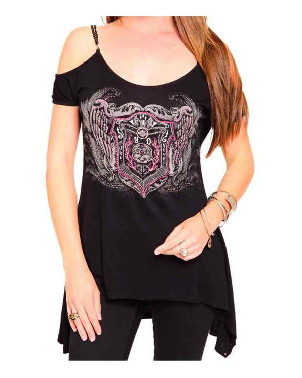 Harley Davidson Route 76 t-shirt donna HDW0316-T12BLK