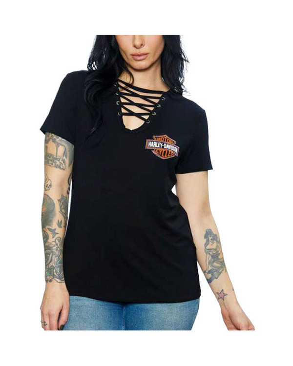 Harley Davidson Route 76 t-shirt donna HT4763BLK