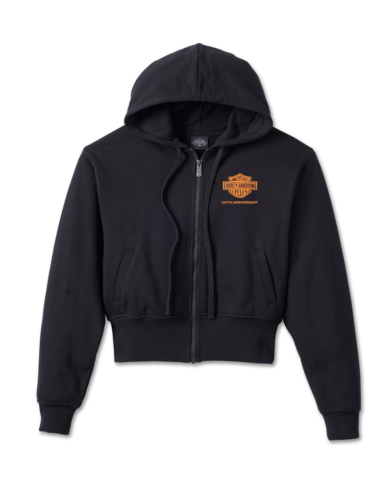 Harley Davidson Women s 120th Anniversary Zip Front Hoodie Black