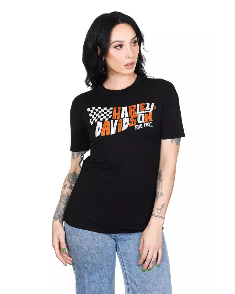 Harley Davidson Route 76 t-shirt donna HT4691BLK