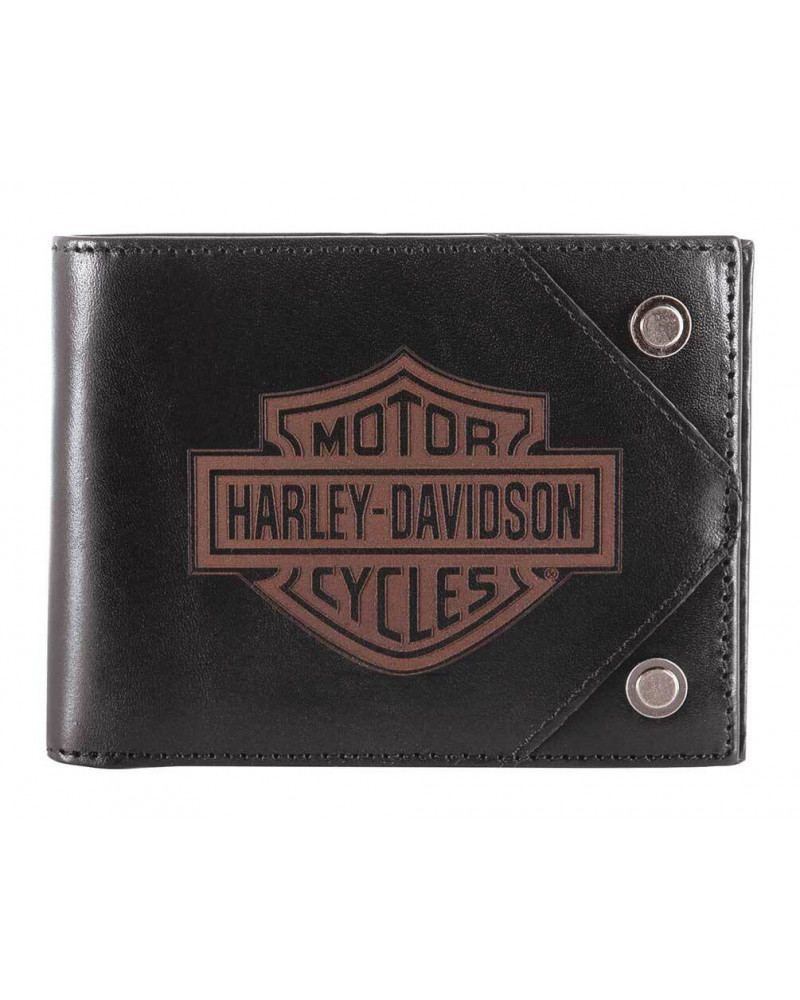 Harley-Davidson® Men's Lasered B&S Bi-Fold Leather Wallet W/ RFID