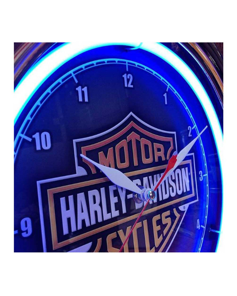 Harley-Davidson® Essential Bar & Shield Blue Neon Clock